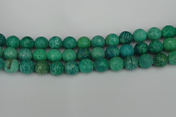 CAM1405 15.5 inches 14mm faceted round Russian amazonite beads