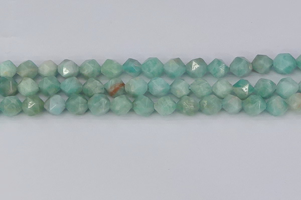 CAM1474 15.5 inches 10mm faceted nuggets Brazilian amazonite beads