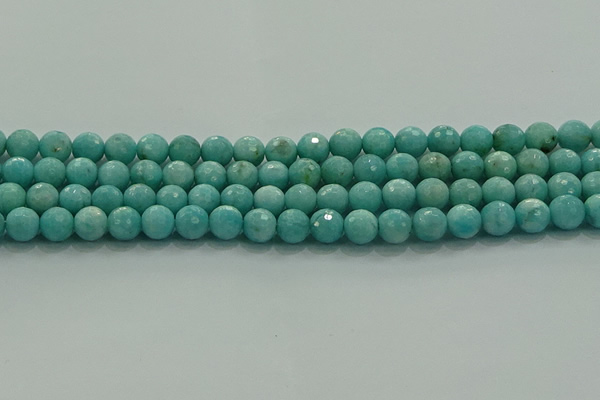 CAM1522 15.5 inches 8mm faceted round natural peru amazonite beads