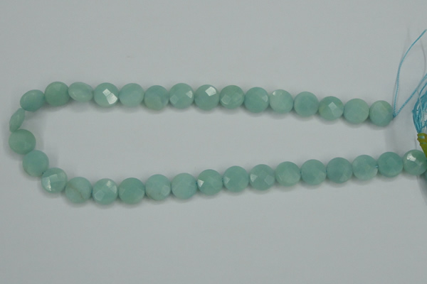 CAM155 15.5 inches 12mm faceted coin amazonite gemstone beads