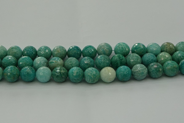 CAM1585 15.5 inches 14mm faceted round Russian amazonite beads