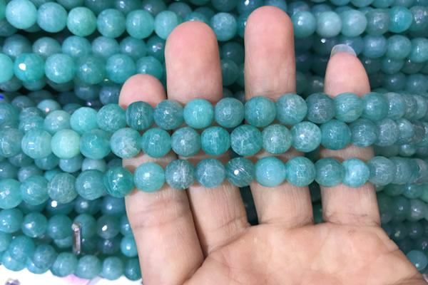 CAM1662 15.5 inches 8mm faceted round Russian amazonite beads