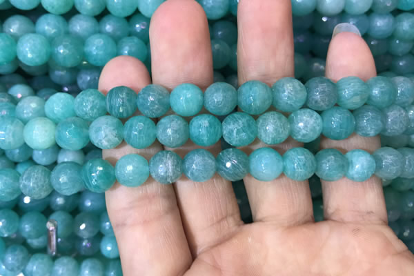 CAM1663 15.5 inches 10mm faceted round Russian amazonite beads