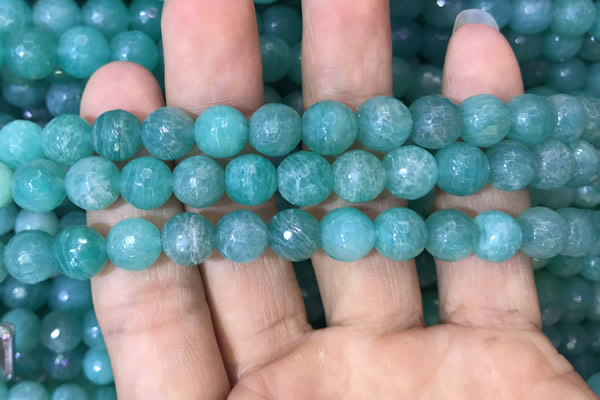 CAM1664 15.5 inches 12mm faceted round Russian amazonite beads