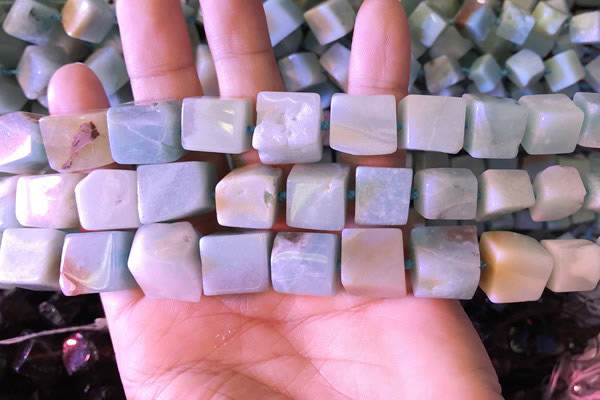 CAM1676 15.5 inches 8*10mm - 12*14mm cube amazonite beads