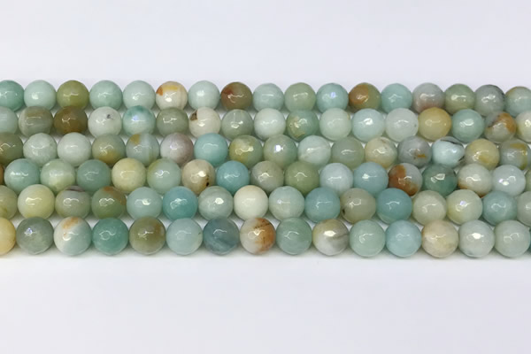 CAM1746 15.5 inches 8mm faceted round amazonite beads wholesale