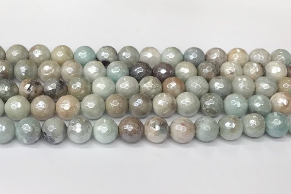 CAM1752 15 inches 10mm faceted round AB-color amazonite beads