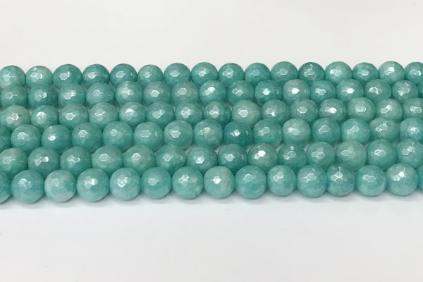 CAM1756 15 inches 8mm faceted round AB-color imitation amazonite agate beads