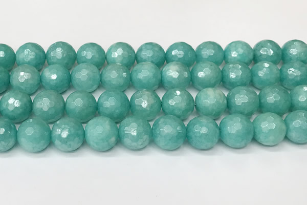 CAM1758 15 inches 12mm faceted round AB-color imitation amazonite beads