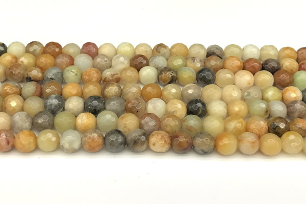 CAM1775 15 inches 6mm faceted round yellow amazonite beads