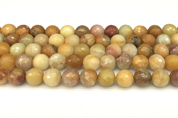 CAM1777 15 inches 10mm faceted round yellow amazonite beads