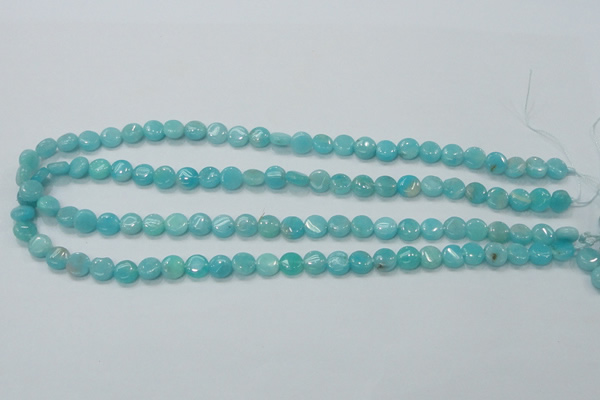 CAM300 15.5 inches 8mm flat round natural peru amazonite beads