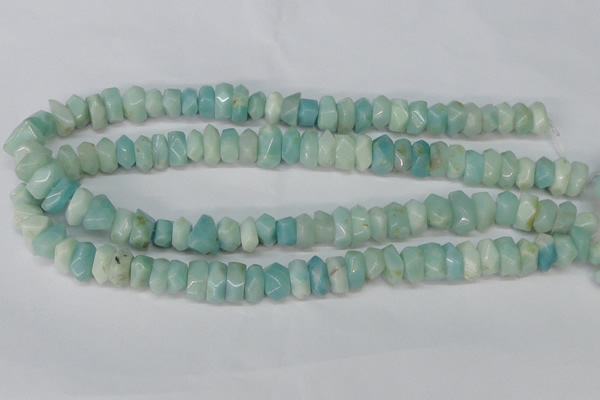 CAM611 15.5 inches 6*14mm faceted nugget Chinese amazonite beads