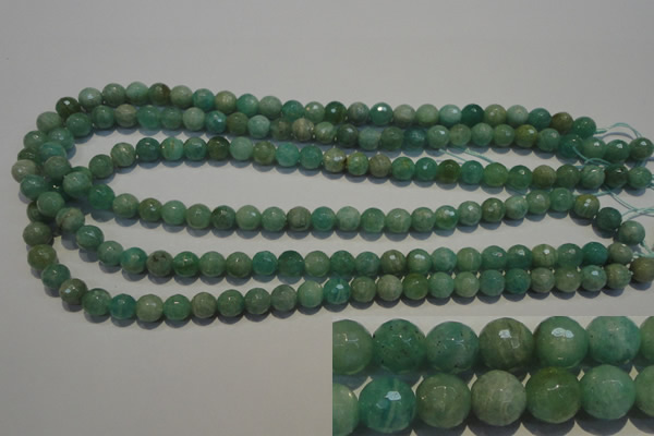CAM812 15.5 inches 8mm faceted round Brazilian amazonite beads