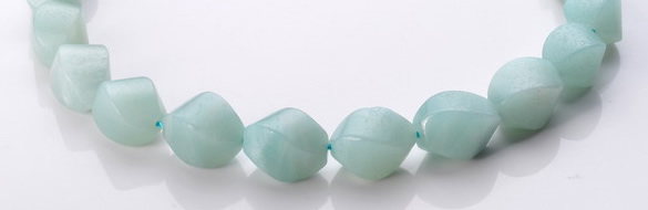 CAM88 15*20mm natural amazonite twisted pebble beads Wholesale