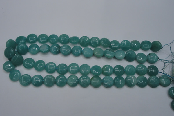 CAM916 15.5 inches 14mm flat round amazonite gemstone beads wholesale