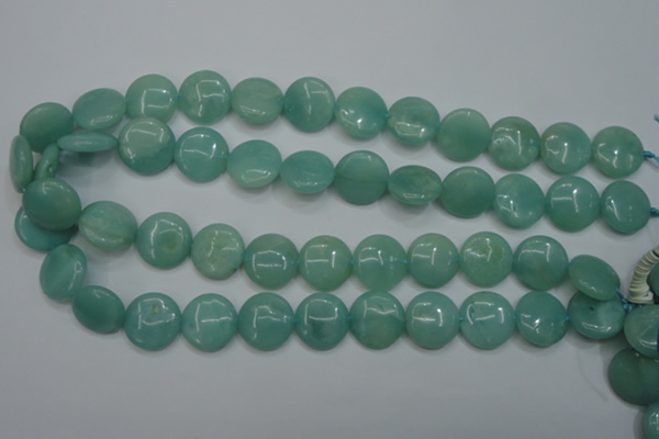 CAM917 15.5 inches 16mm flat round amazonite gemstone beads wholesale