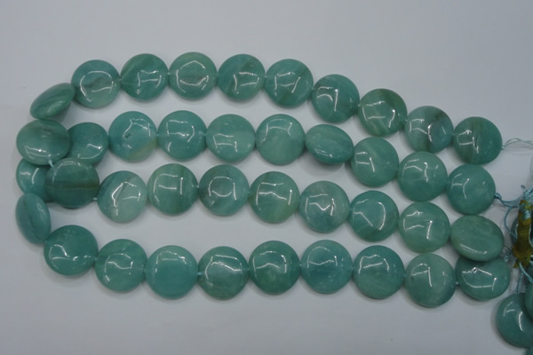 CAM919 15.5 inches 20mm flat round amazonite gemstone beads wholesale