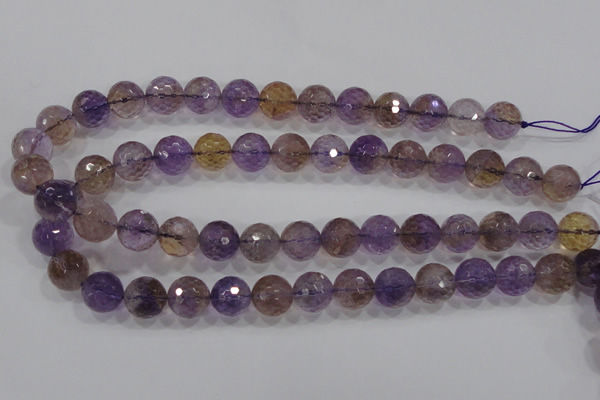 CAN11 15.5 inches 12mm faceted round natural ametrine gemstone beads
