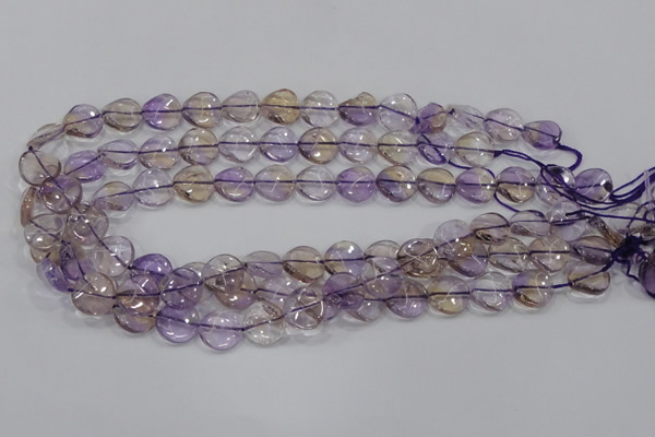 CAN52 15.5 inches 14mm twisted coin natural ametrine gemstone beads
