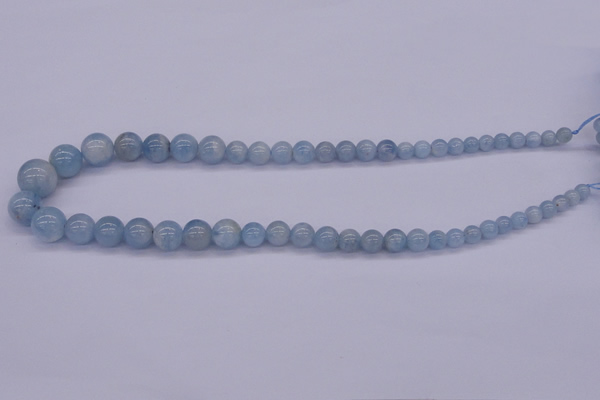 CAQ128 15.5 inches multi-size round natural aquamarine beads wholesale