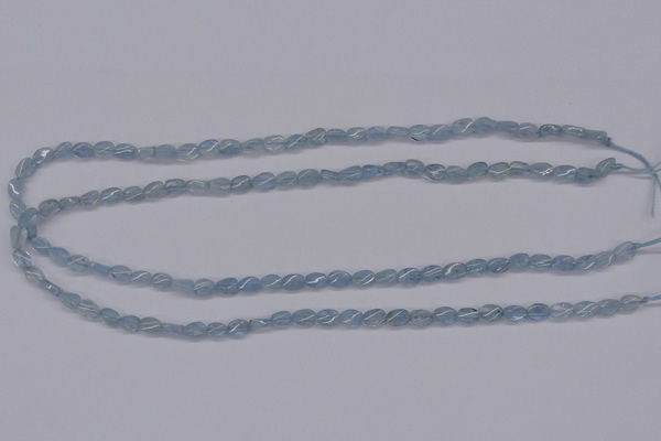 CAQ147 15.5 inches 5*7mm twisted oval natural aquamarine beads