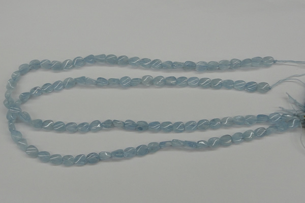 CAQ148 15.5 inches 6*8mm twisted oval natural aquamarine beads