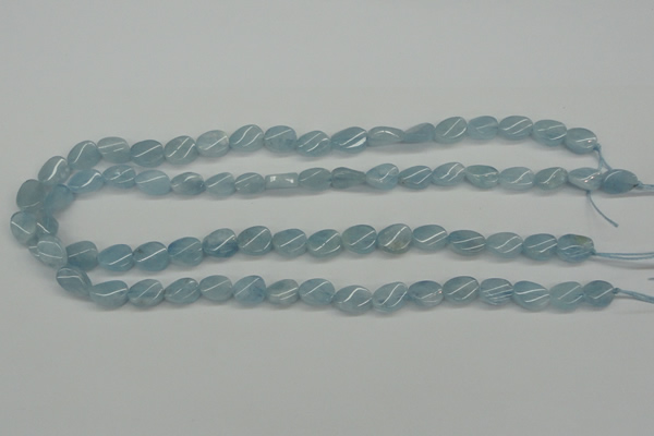 CAQ149 15.5 inches 8*12mm twisted oval natural aquamarine beads