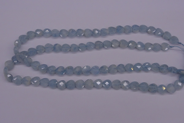 CAQ155 15.5 inches 10*10mm faceted heart natural aquamarine beads