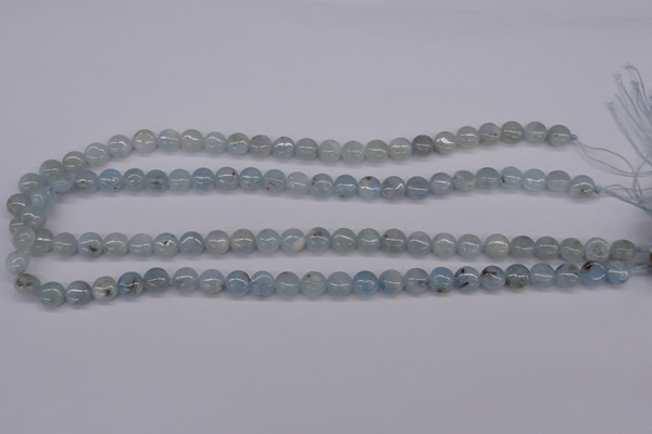CAQ156 15.5 inches 8mm flat round natural aquamarine beads