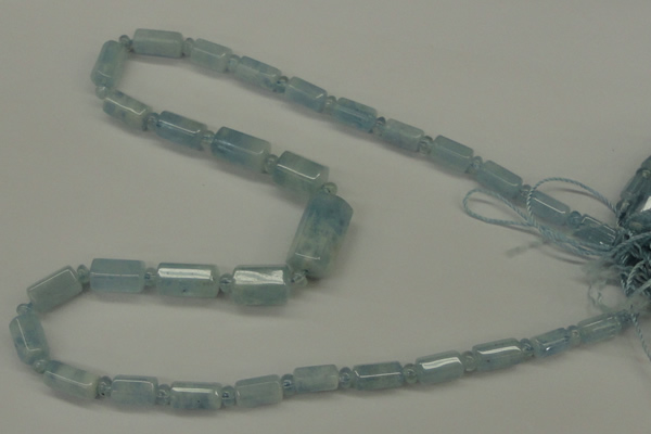 CAQ160 15.5 inches rondelle & faceted column natural aquamarine beads