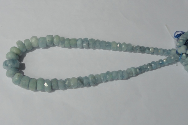CAQ208 15.5 inches multi-size faceted rondelle natural aquamarine beads