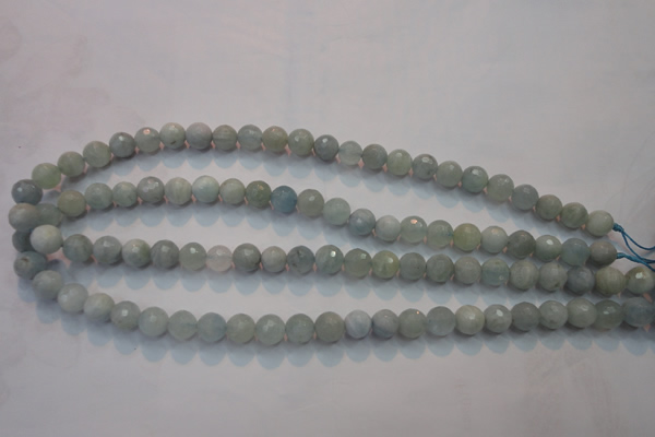 CAQ223 15 inches 8mm faceted round aquamarine beads wholesale