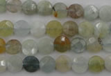 CAQ365 15.5 inches 8mm faceted coin natural aquamarine beads