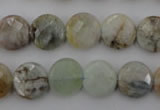 CAQ367 15.5 inches 12mm faceted coin natural aquamarine beads