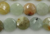 CAQ368 15.5 inches 15mm faceted coin natural aquamarine beads