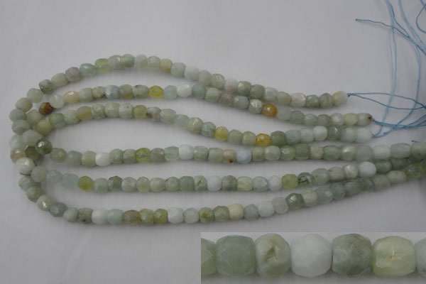 CAQ410 15.5 inches 7*8mm faceted nuggets natural aquamarine beads