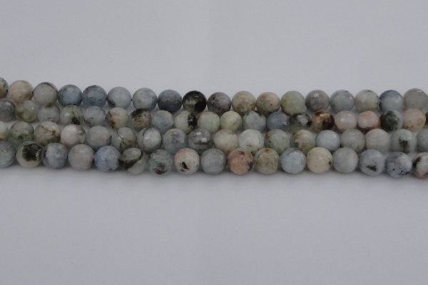 CAQ420 15.5 inches 6mm faceted round natural aquamarine beads