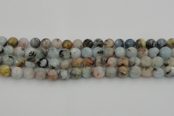 CAQ422 15.5 inches 10mm faceted round natural aquamarine beads
