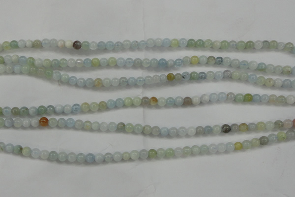 CAQ451 15.5 inches 4mm round aquamarine beads wholesale