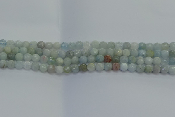 CAQ552 15.5 inches 6mm faceted round natural aquamarine beads