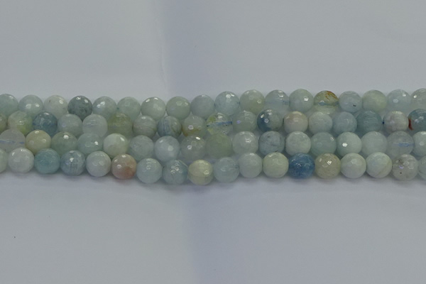 CAQ553 15.5 inches 8mm faceted round natural aquamarine beads