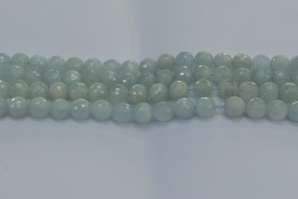 CAQ562 15.5 inches 10mm faceted round natural aquamarine beads