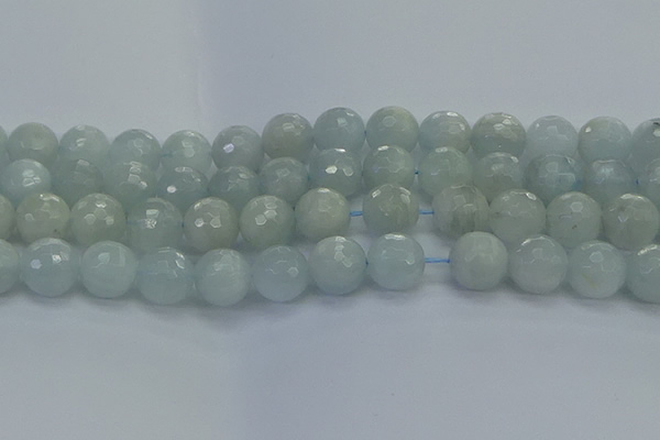 CAQ564 15.5 inches 14mm faceted round natural aquamarine beads