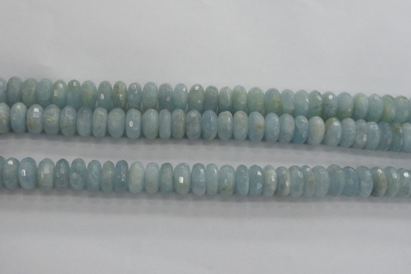 CAQ72 15.5 inches 6*11mm faceted rondelle AB grade aquamarine beads