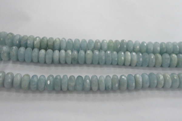 CAQ73 15.5 inches 6*13mm faceted rondelle AB grade aquamarine beads