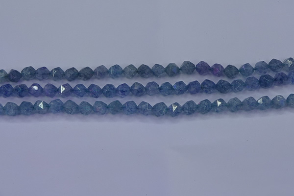 CAQ771 15.5 inches 6mm faceted nuggets imitation aquamarine beads