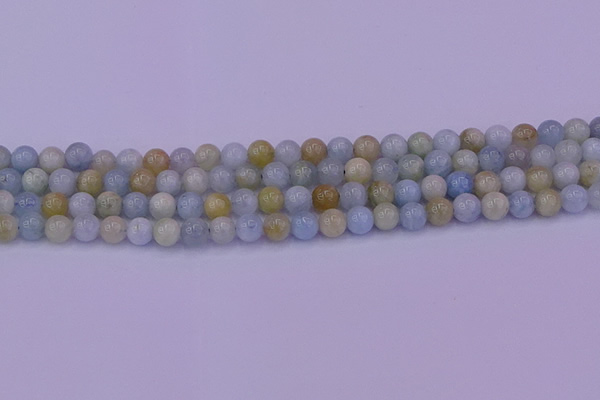 CAQ781 15.5 inches 6mm round natural aquamarine beads
