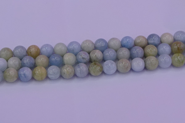 CAQ784 15.5 inches 12mm round natural aquamarine beads