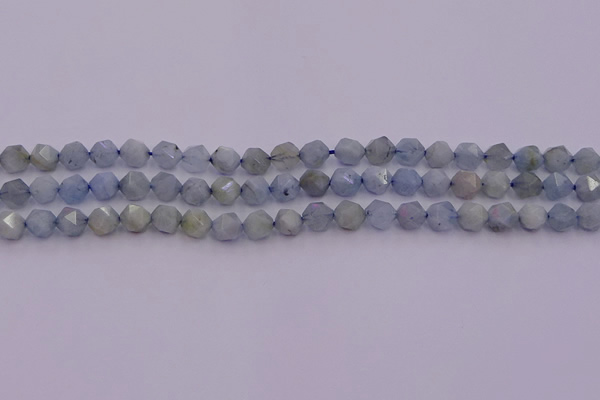 CAQ790 15.5 inches 6mm faceted nuggets aquamarine gemstone beads